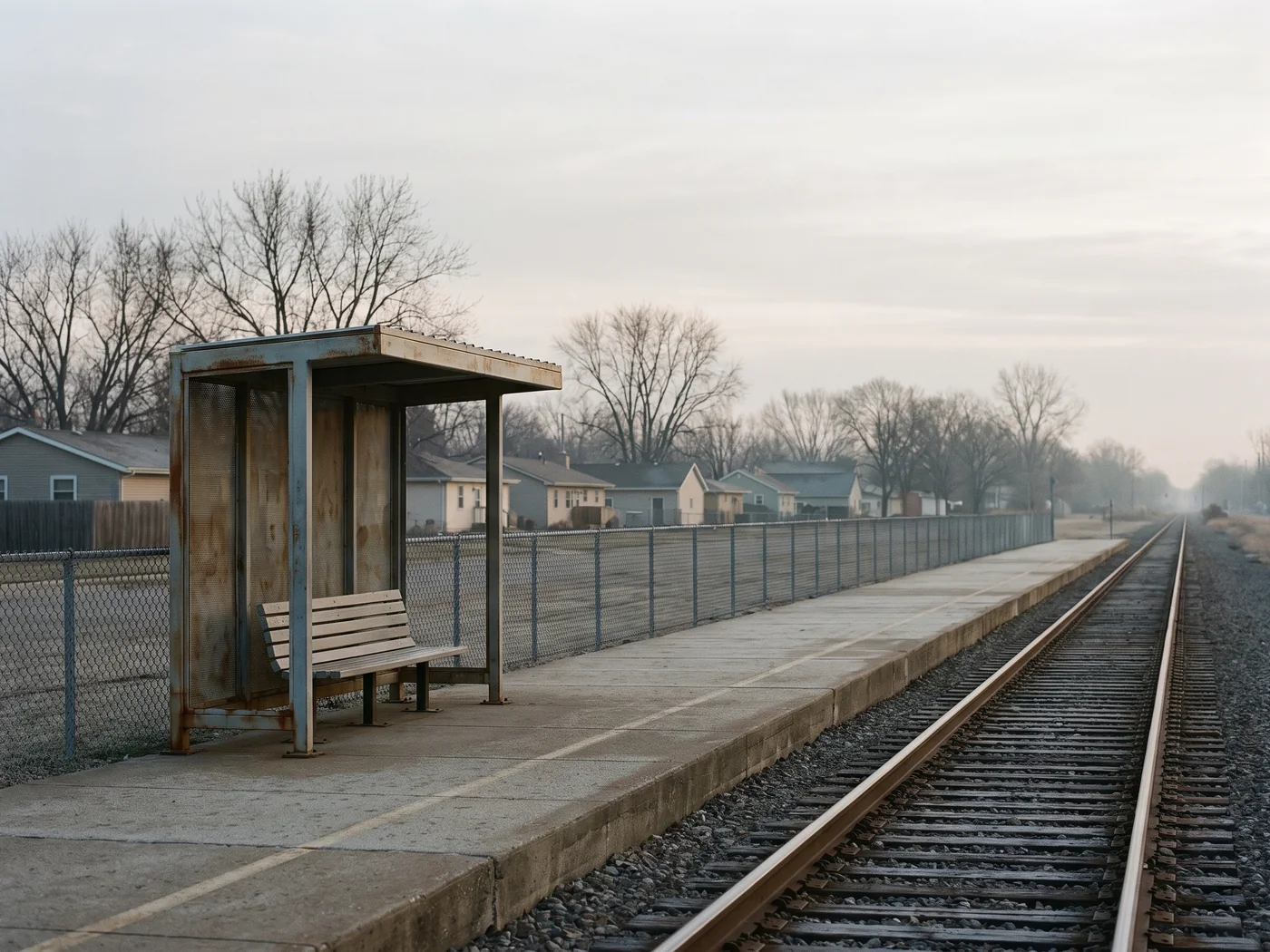 An empty commuter rail platform in clean morning light. Inspired Law Group serves Mokena and the surrounding Will County communities.