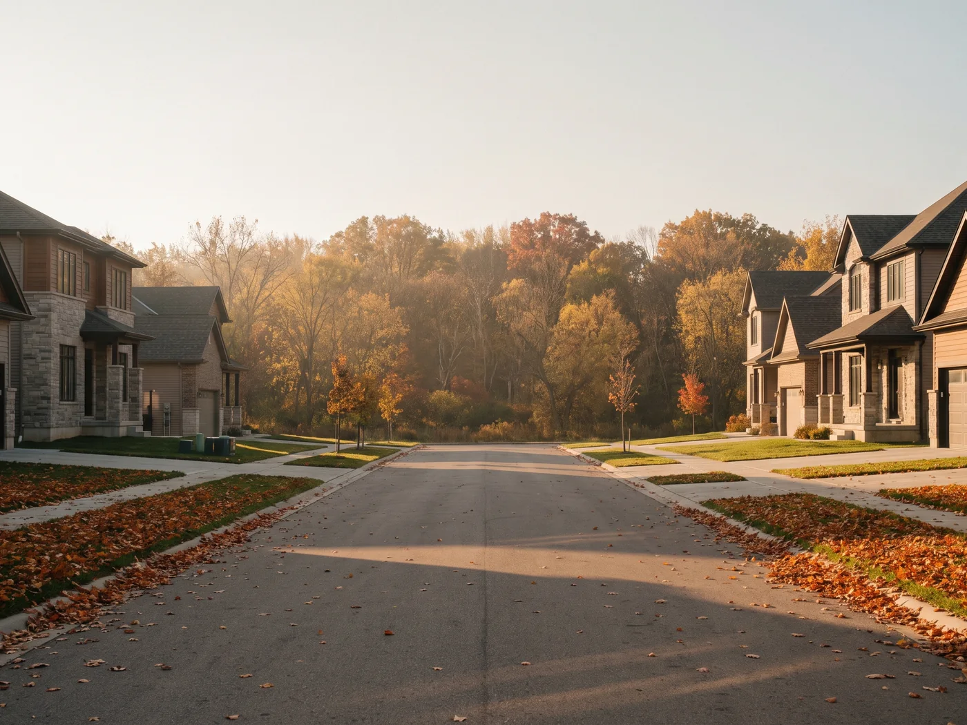 A quiet residential street ending at a wooded riverbank in autumn. Inspired Law Group serves Shorewood and the surrounding Will County communities.